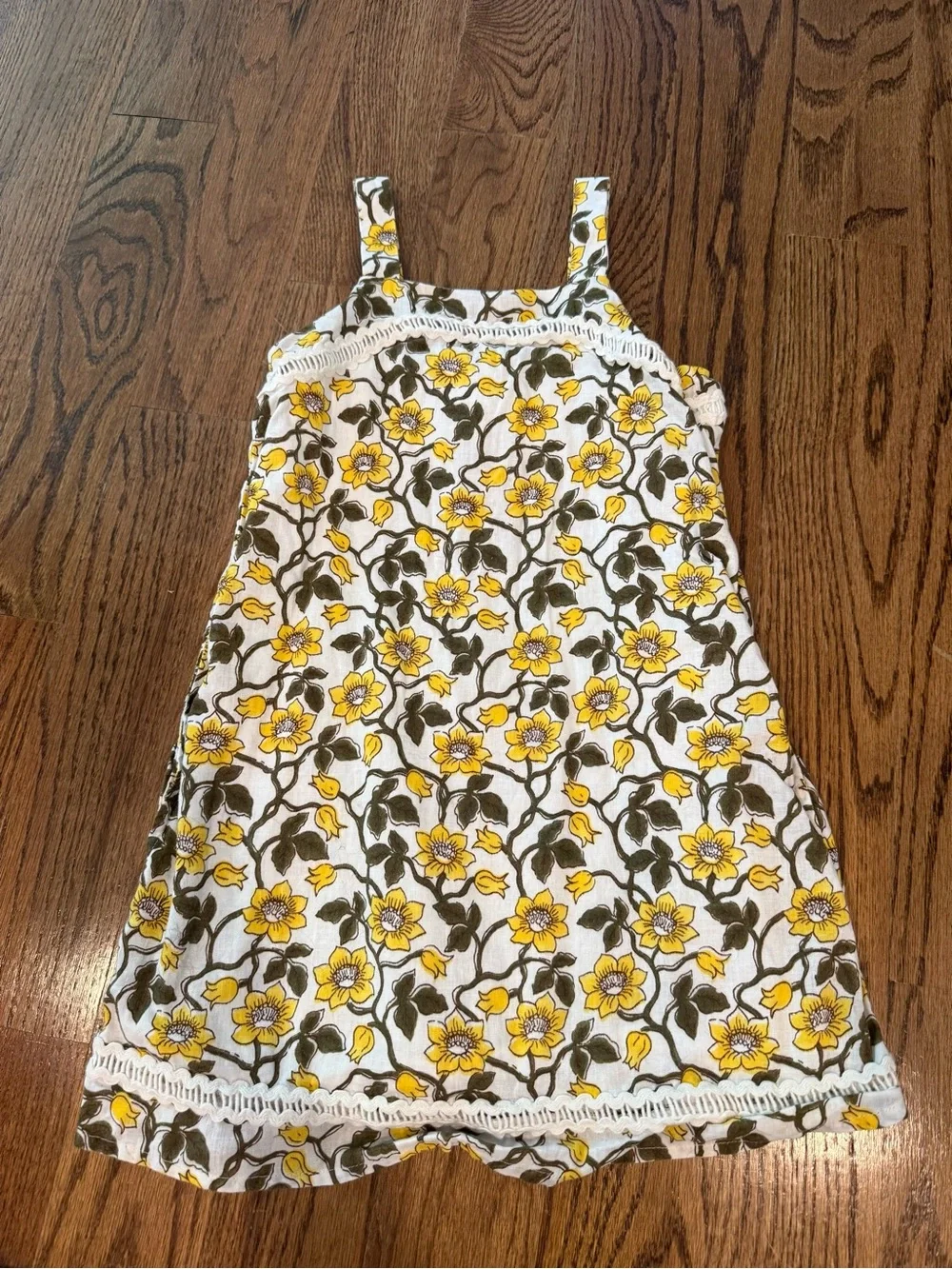 Girls' Rickrack Dress in Daffodil Linen-Cotton Blend from J.Crew size 7 Crewcuts